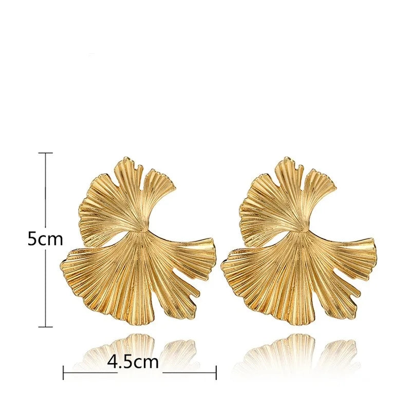 Boho Gold Ginkgo Earrings: Statement Punk Jewelry - Shop N Save