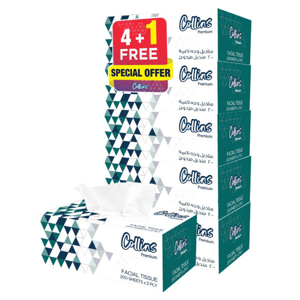 Premium Quality Hygienic Soft Facial Tissue 100% Virgin Pulp 4 PC Pack + 1 Free Special Edition