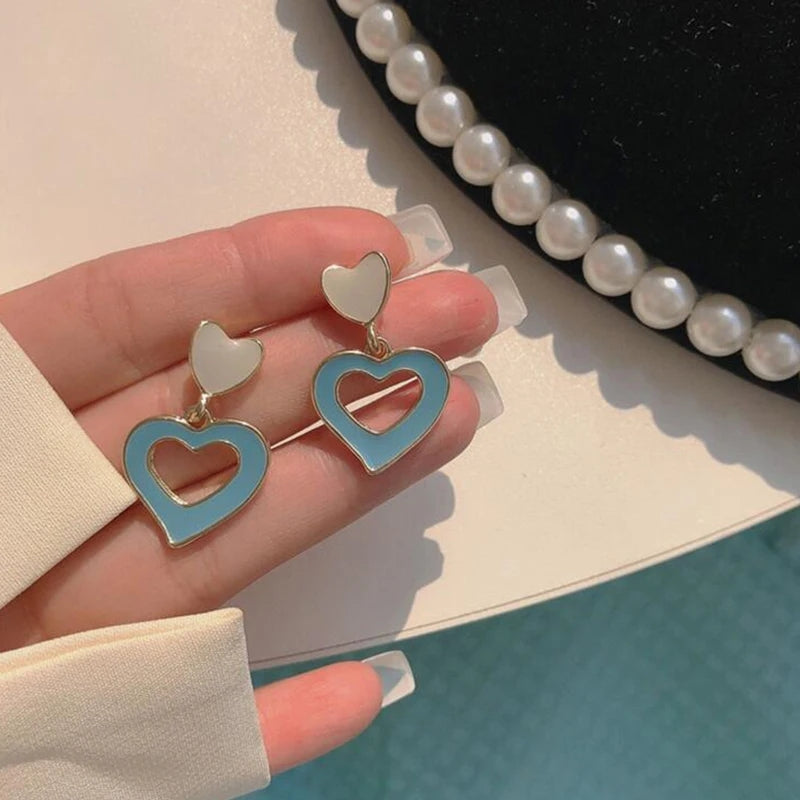 Youthful Heart Earrings: Korean Simplicity in Lake Blue Hue - Shop N Save