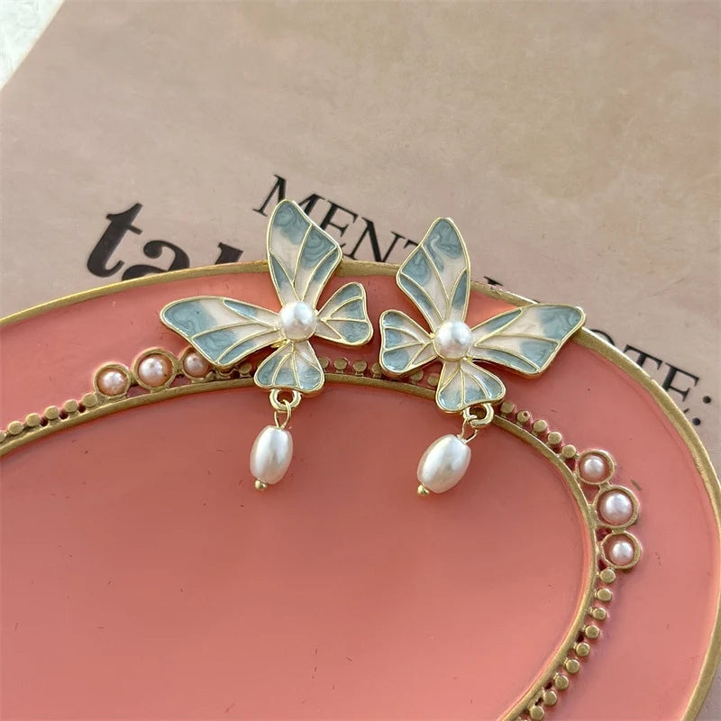 Korean Butterfly Clip-Ons: Freshwater Pearl Non-Pierced Earrings - Shop N Save
