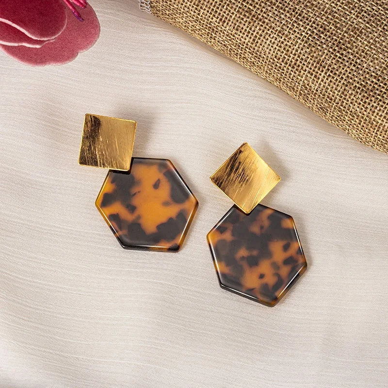 PAXAM Bohemian Acrylic Earrings Set: Vintage Gold Dangle Drop - Shop N Save