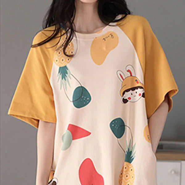 Fruits Print Midi Night Dress - Casual Sleepwear for Girls - Shop N Save
