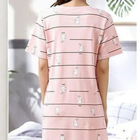 Pink Striped Midi Dress - Comfortable and Stylish Nightwear for Women - Shop N Save