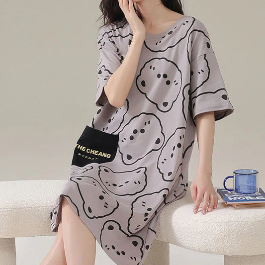 Cute Cartoon Midi Dress - Comfy Sleepwear for Women - Shop N Save