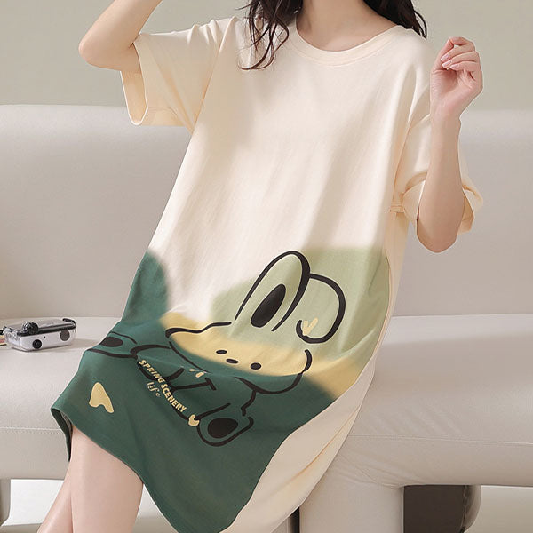 Green Rabbit Print Midi Dress - Cute Sleepwear for Women - Shop N Save