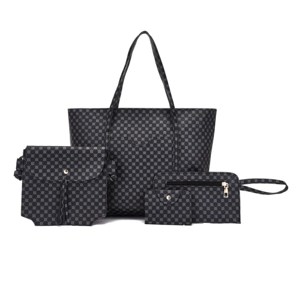 Geo Pattern PU Leather Tote Bags Set - Stylish, Large Capacity - Shop N Save