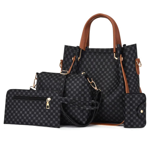Stylish Double Handle Tote Set - High-Quality, Zipper Closure, 4 Pieces