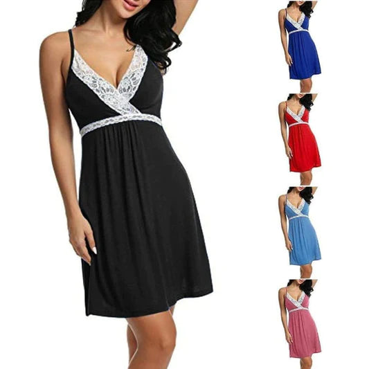 Free-Spirited Blue Lace Nightwear for Comfortable Romantic Evenings. Soft Polyester-Spandex Blend with V-Neck and Spaghetti Straps. Free Size for Girls