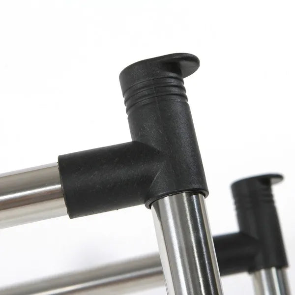 Easy-Assembly Silver Double Pole Clothes Hanger Adjustable & Moveable Ideal for Clothing Storage Drying and Space Saving Stainless Steel - Shop N Save