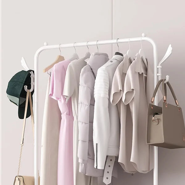 Easy Assembling 5-Layer White Mesh Hangers Space Saving Clothes Hanger with Shoe Storage Racks Foldable Laundry Organizer for Room Floor - Shop N Save