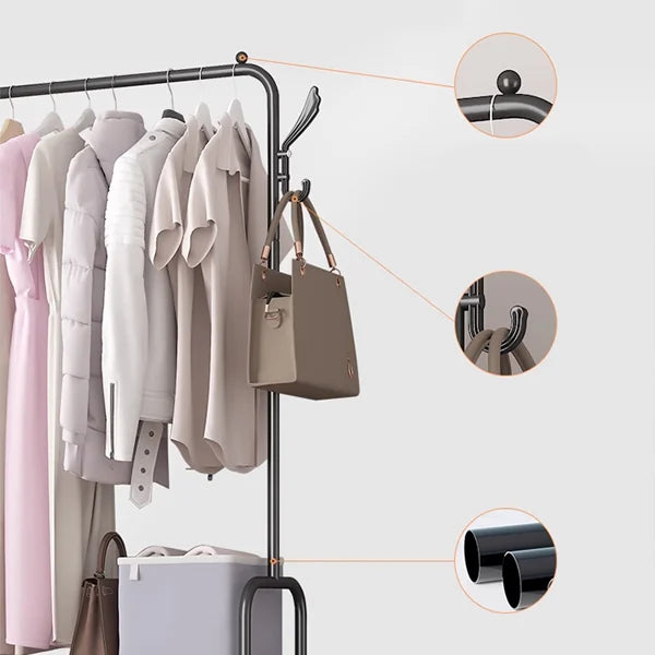 Easy Assembling 5-Layer White Mesh Hangers Space Saving Clothes Hanger with Shoe Storage Racks Foldable Laundry Organizer for Room Floor - Shop N Save