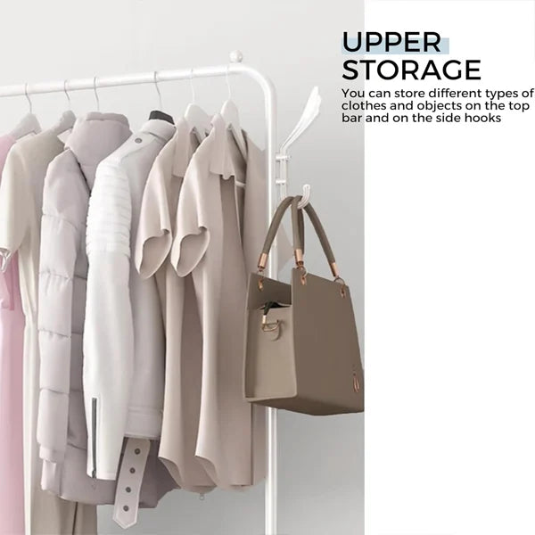 Easy Assembling 5-Layer White Mesh Hangers Space Saving Clothes Hanger with Shoe Storage Racks Foldable Laundry Organizer for Room Floor - Shop N Save