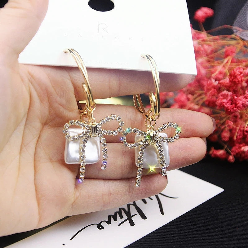 Bow Pearl Hoop Earrings - Trendy Fashion Jewelry for Women - Shop N Save