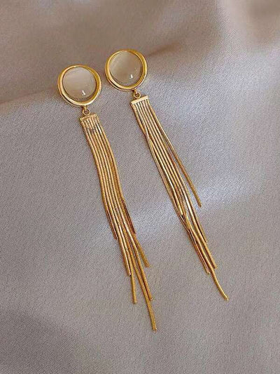 Shiny Gold Plated Party Wear Tassel Earrings - Golden - Shop N Save