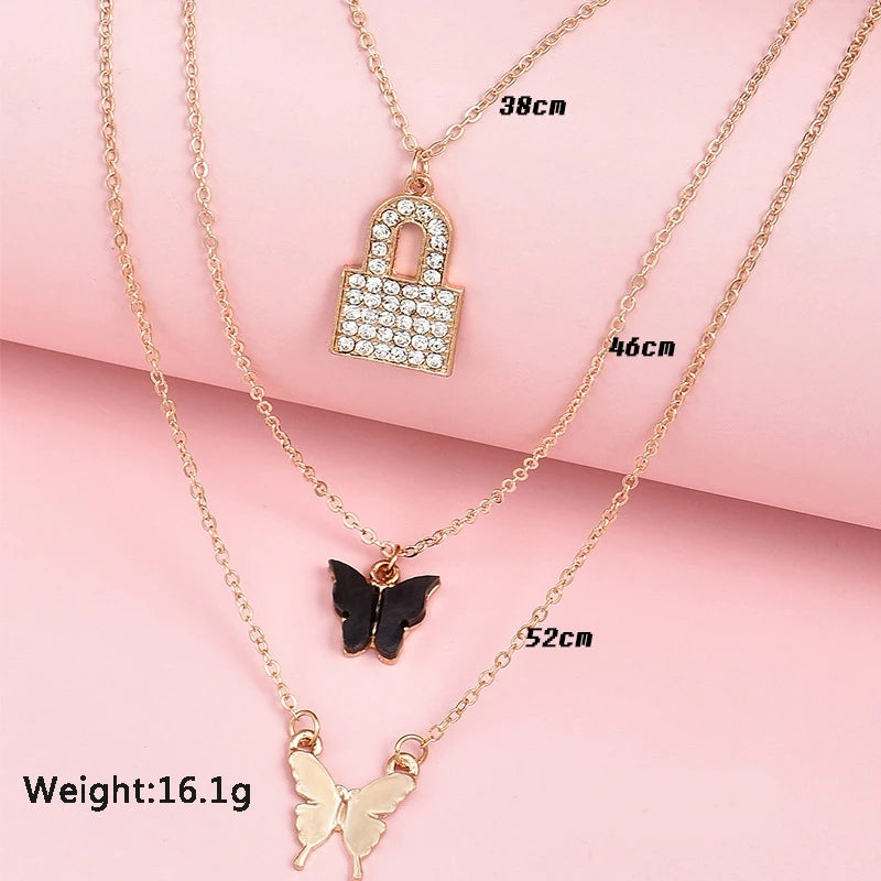 Boho Gem Lock Necklace Set - Ge - Shop N Save