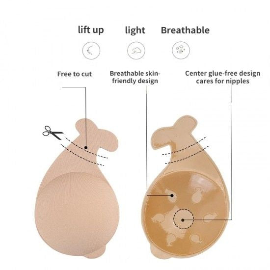 Silicone Cover Push Up Strapless Bra - Black