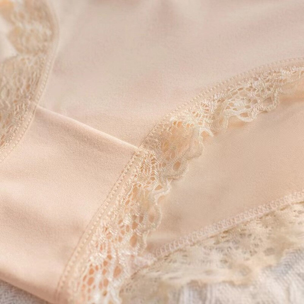 Mid-Waist Panties Stylish Soft Lace Underwear Women - Skin - Shop N Save