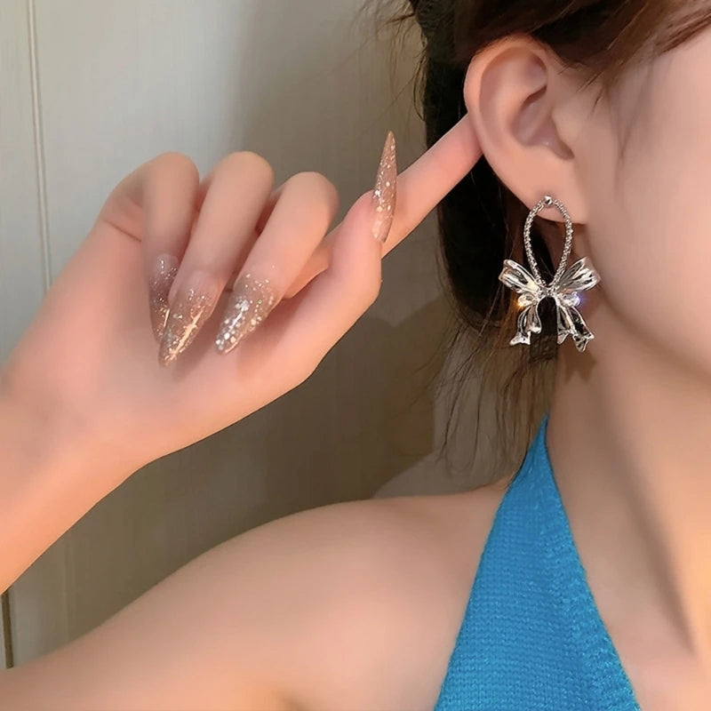 Elegant Bow Dangle Earrings: Exquisite Bowknot Design for Women. - Shop N Save
