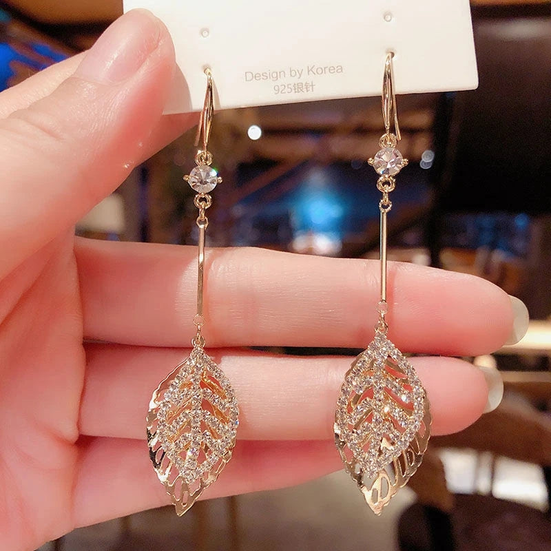 2023 Korean Tassel Earrings: Bohemian Gold Leaf Wedding Style - Shop N Save