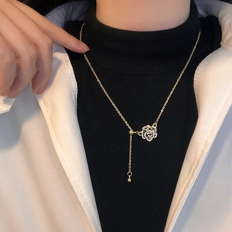 Micro Zircon Black Rose Necklace: Luxury Choker in Korean Style for Women - Shop N Save