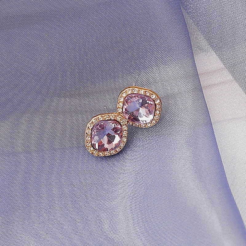 Purple Crystal Studs: Korean Fashion Elegance for Lovely Gifts - Shop N Save