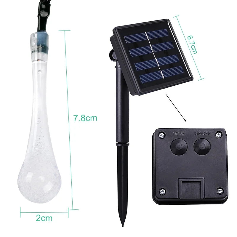 Water Drop Solar String Lights: 30 LEDs, Waterproof, Holiday Decor - Shop N Save