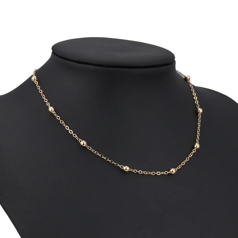 Golden Ball Chain Choker: Short Fashion Clavicle Necklace for Women - Shop N Save