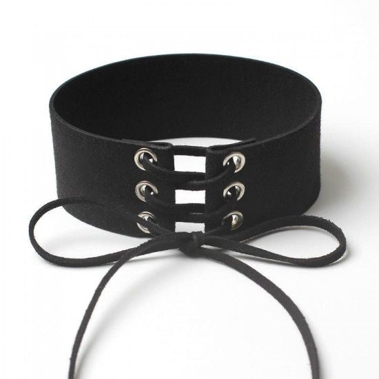 Wide Choker Necklace Belt Chokers Necklaces Tied Black