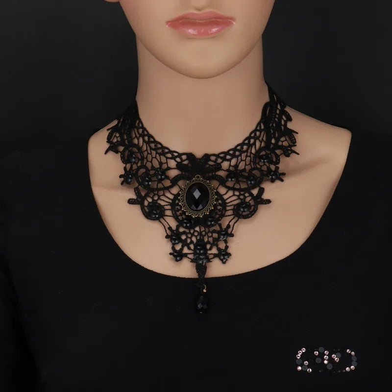 Gothic Lace Necklace: Water Drop Pendant, Steampunk Collar - Shop N Save