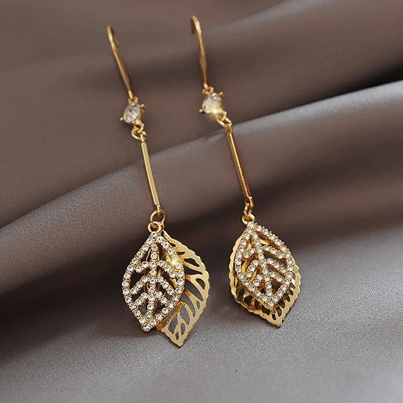 2023 Korean Tassel Earrings: Bohemian Gold Leaf Wedding Style - Shop N Save