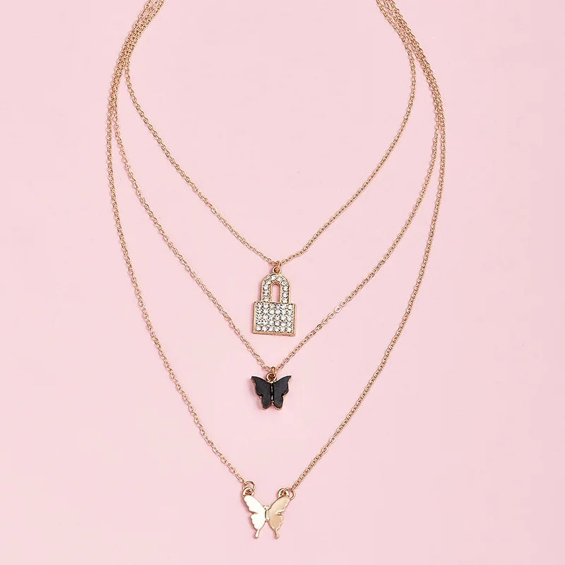 Boho Gem Lock Necklace Set - Ge - Shop N Save