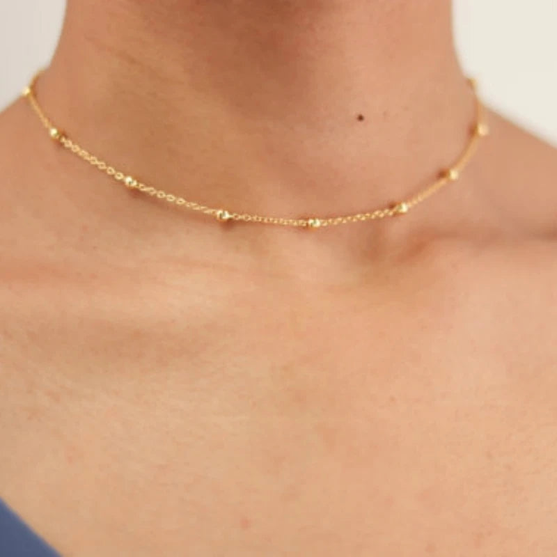 Golden Ball Chain Choker: Short Fashion Clavicle Necklace for Women - Shop N Save