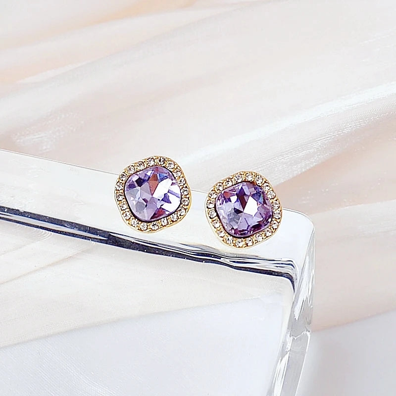 Purple Crystal Studs: Korean Fashion Elegance for Lovely Gifts - Shop N Save