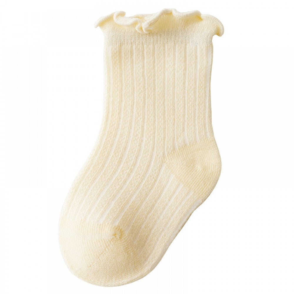Newborn Thin Mesh Breathable Combed Cotton Lace Socks - Yellow - Shop N Save