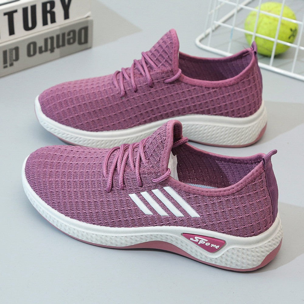 Mesh Lace-Up Sneakers for Women Lightweight Breathable Non-Slip Soft And Comfortable Shoes For Walking Running Jogging Exercise Gym and Outdoor Office Casual Shoes - Purple