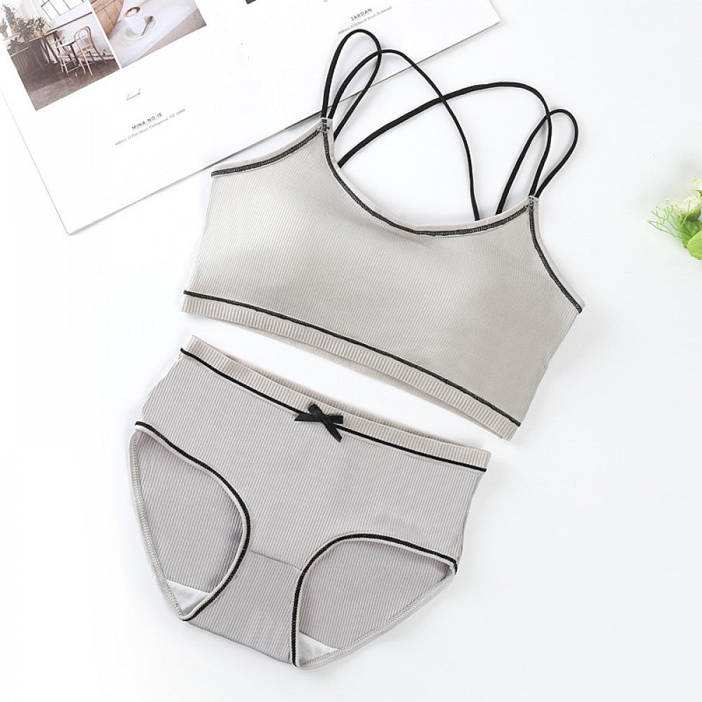 Soft Cotton Seamless Underwear Padded Bra - Gray - Shop N Save