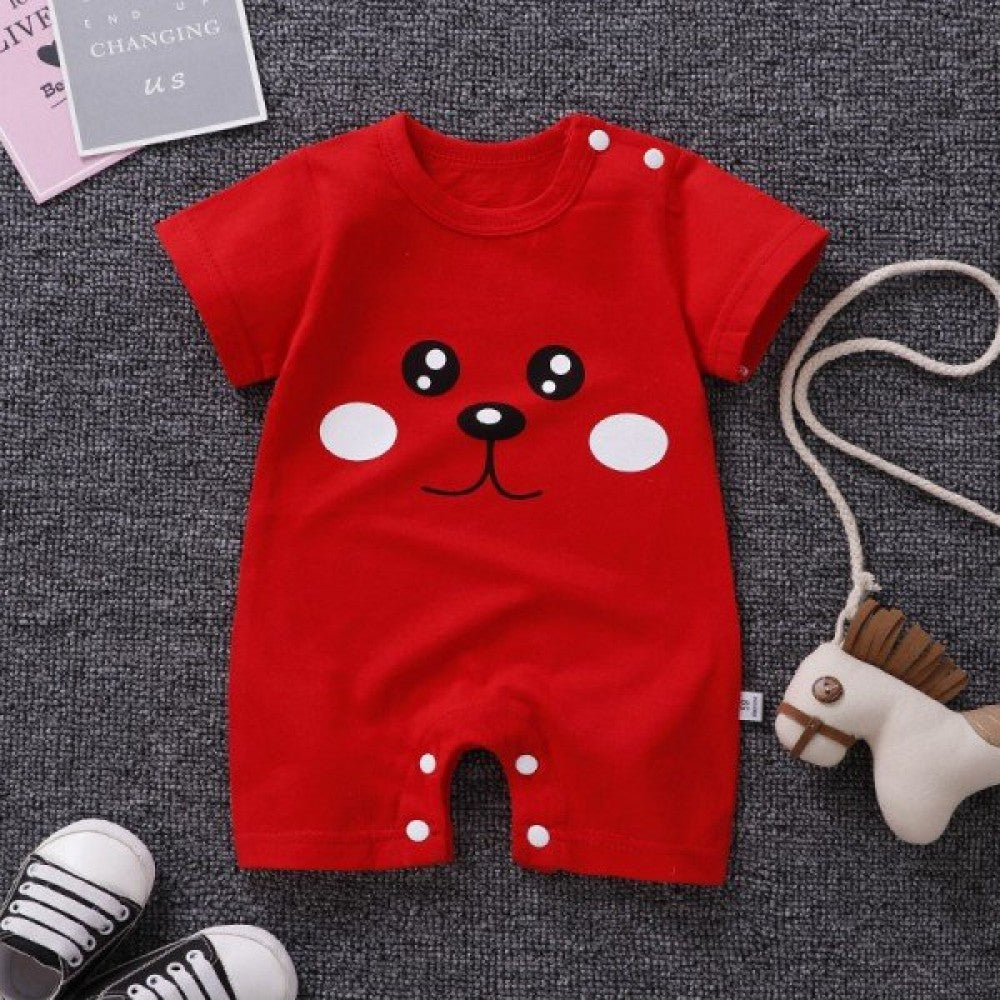 Pure Cotton Short-Sleeved Newborn Baby Jumpsuit - Blue - Shop N Save