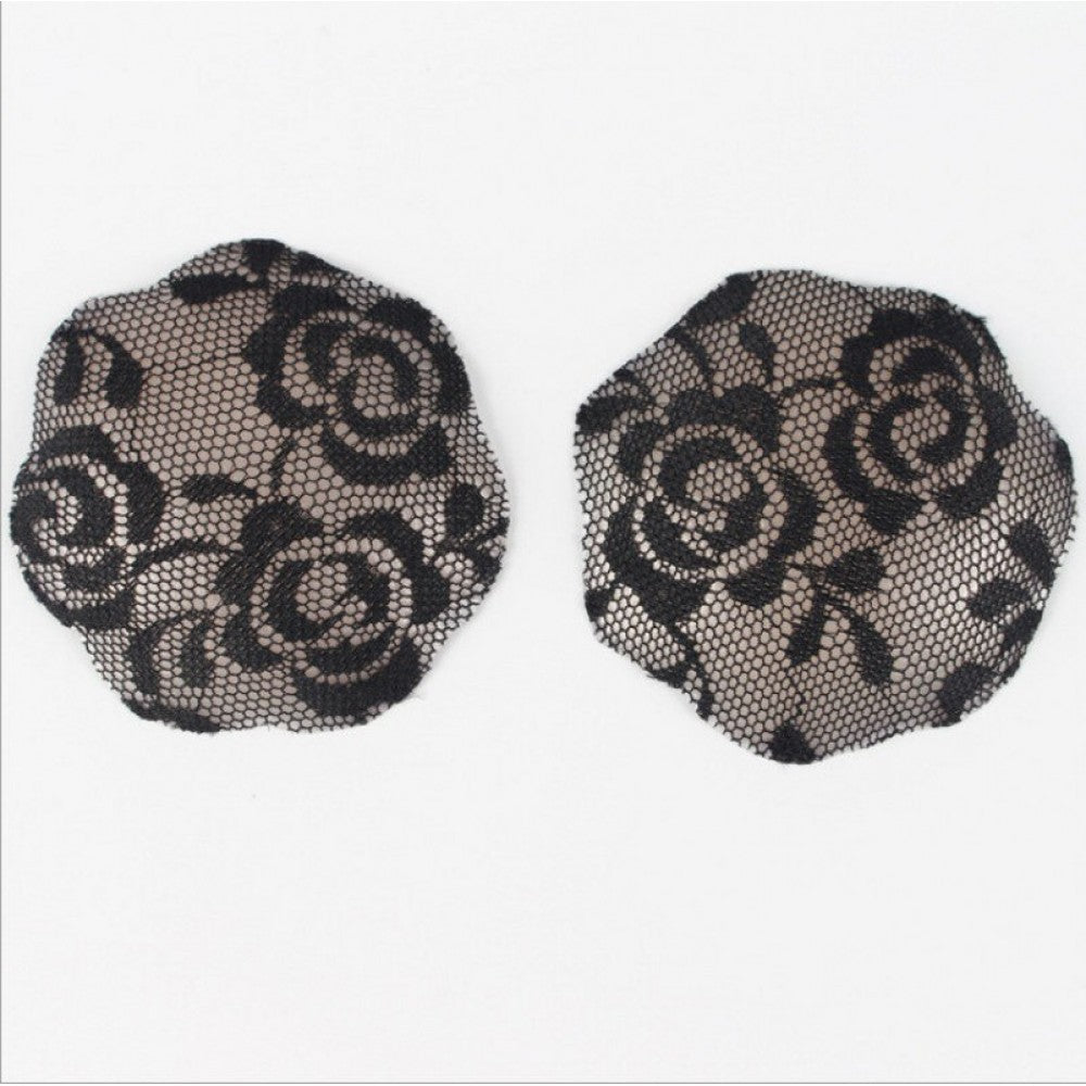 Lace Silicone Adhesive Nipple Cover For Women - Black - Shop N Save