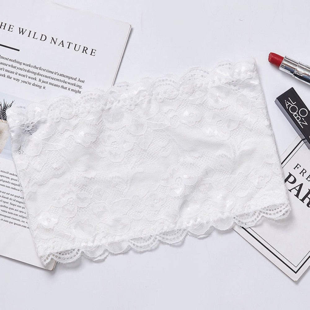 Anti-slip tube top strapless lace fashion bra - White - Shop N Save