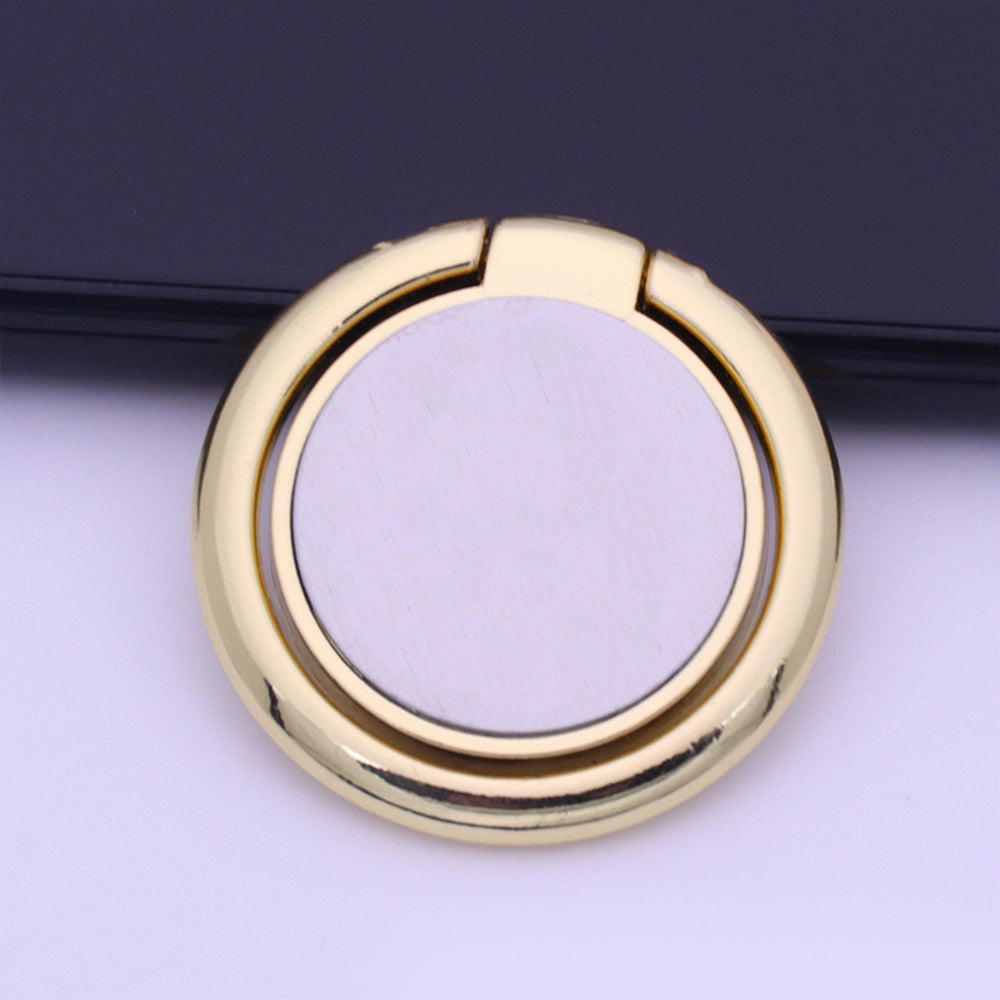 1PC Magnetic Ring Mobile Phone Holder - Solid Color Ring Bracket Alloy Phone Fastened Ring 360 Rotating Desktop Stand - Golden