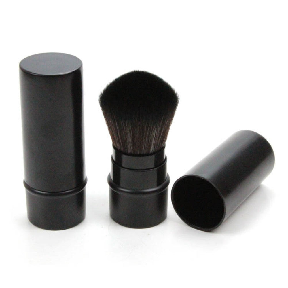1 Pcs Makeup Brush With Cover Curved Foundation - Black