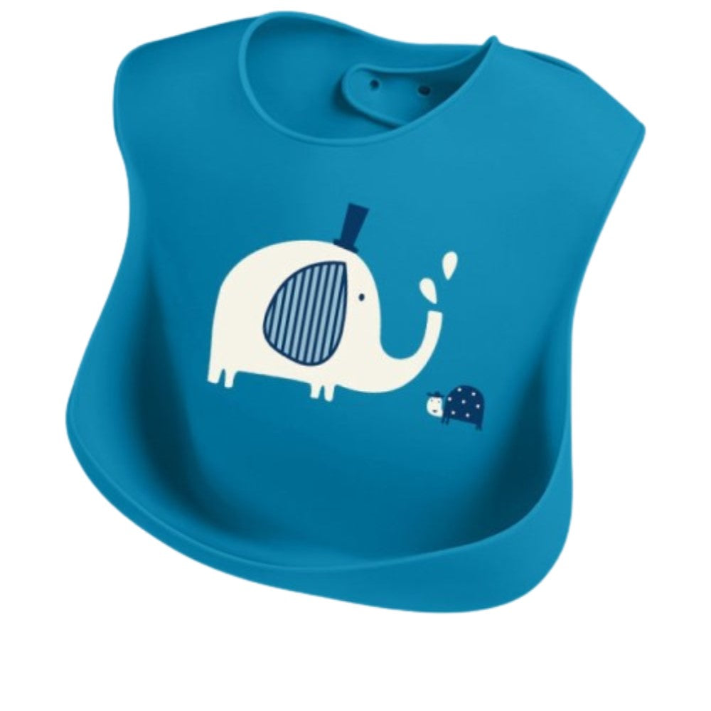 New Born Soft Waterproof Three-Dimensional Pouch Silicone Bib - blue - Shop N Save