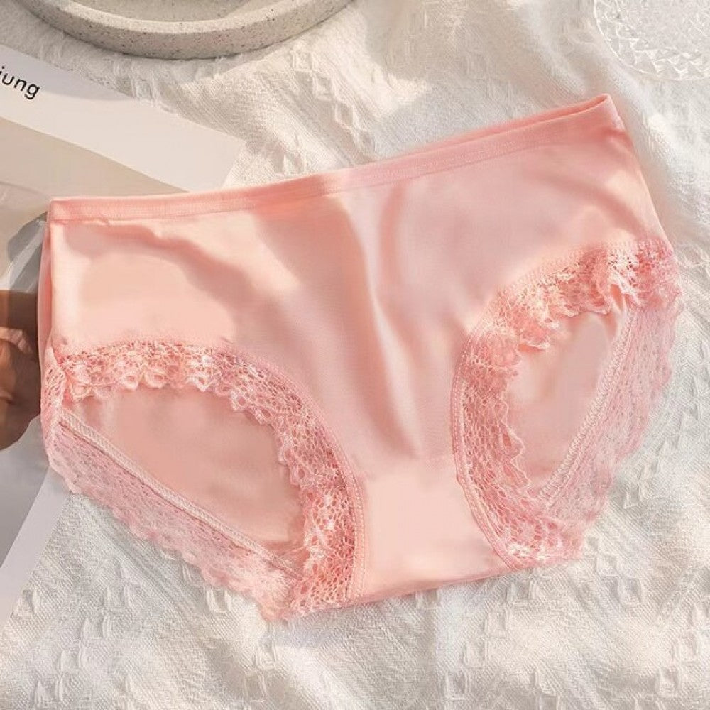 Mid-Waist Panties Stylish Soft Lace Underwear Women - Pink - Shop N Save