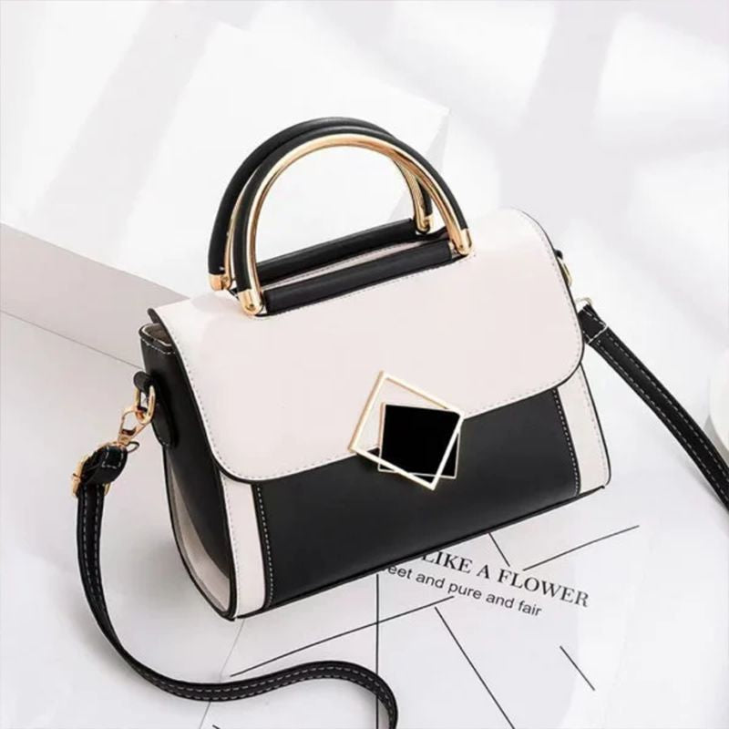 Black White Fashion Handbag: Chic, Mini, Versatile, Magnetic Lock - Shop N Save