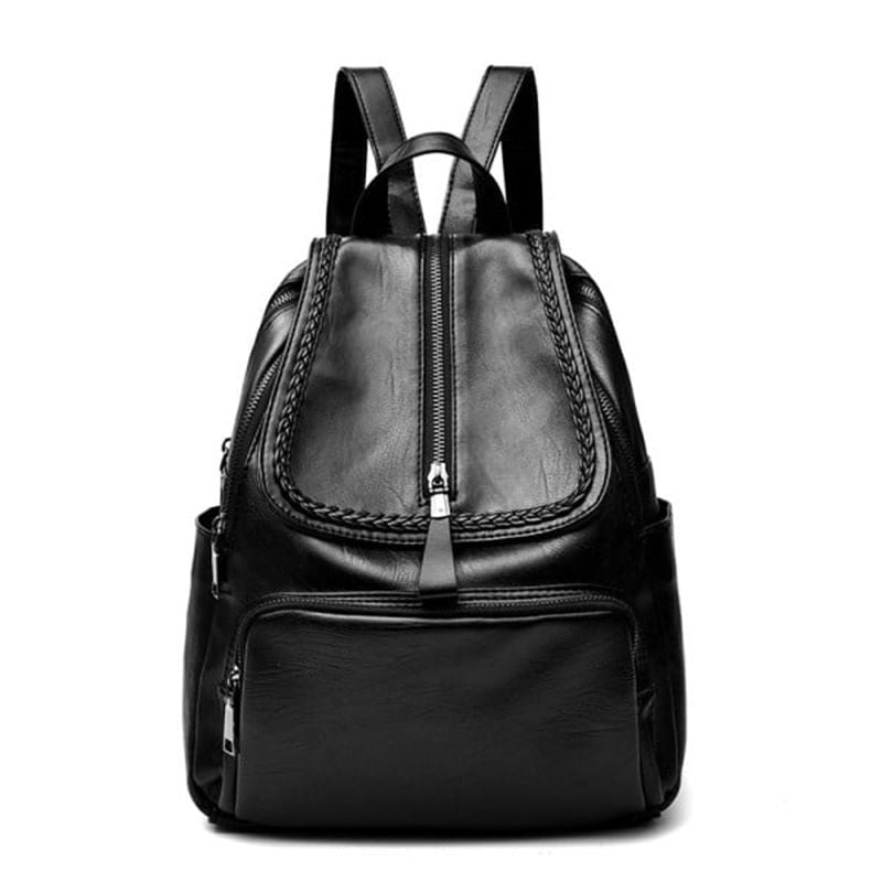 Premium Leather Backpack: Stylish, Large Capacity, Zip Closure - Shop N Save