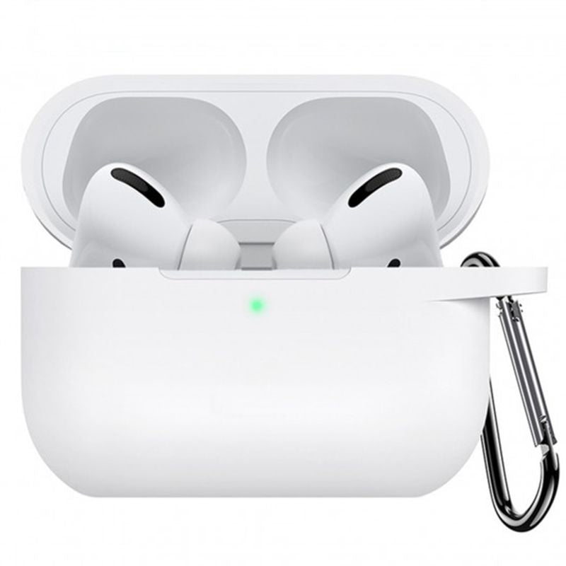 Silicone Cover Case For Apple Airpods Pro With Keychain - White