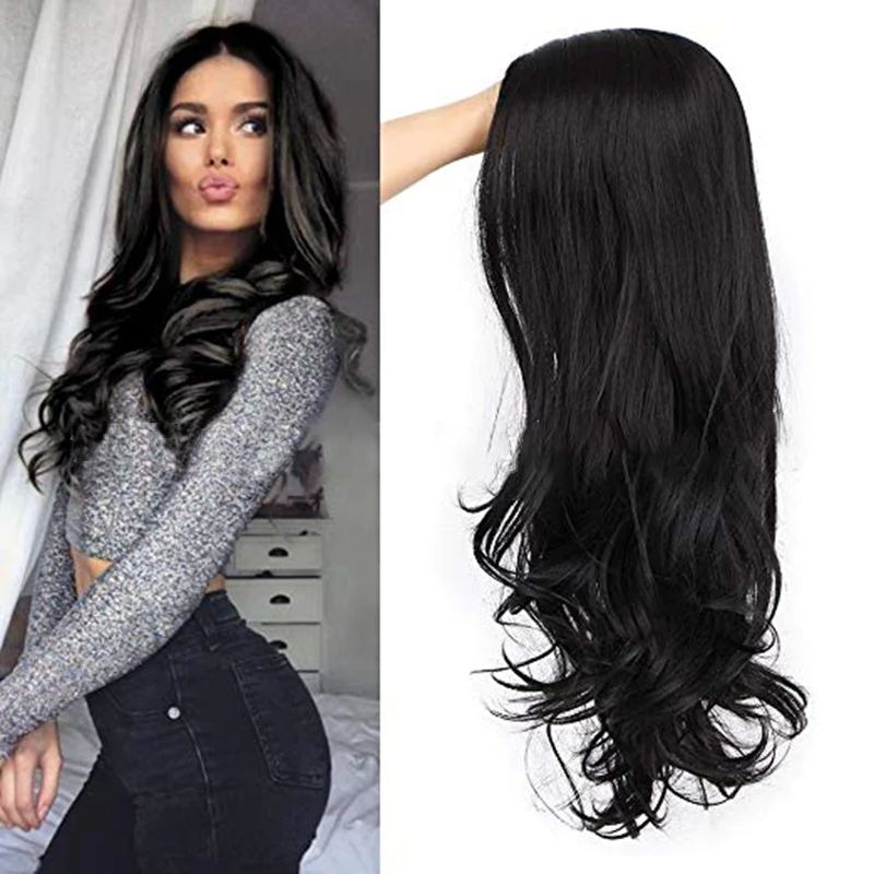 European & American Medium Parting Fiber Wigs: Gradient Color, Long Curly Hair, Big Waves