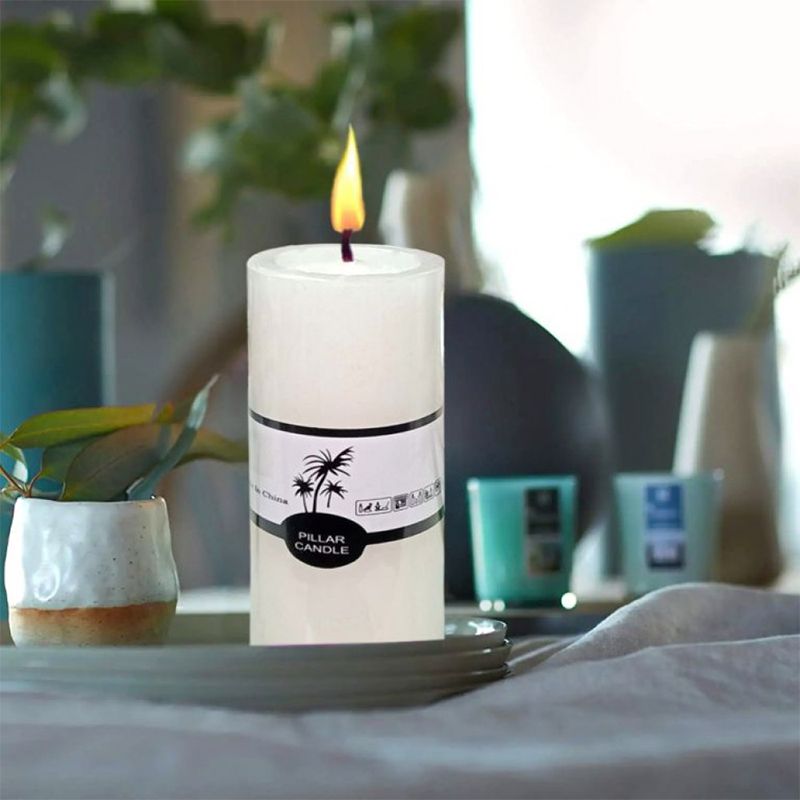 Decorative White Pillar Candle 15x5cm for Elegant Ambiance