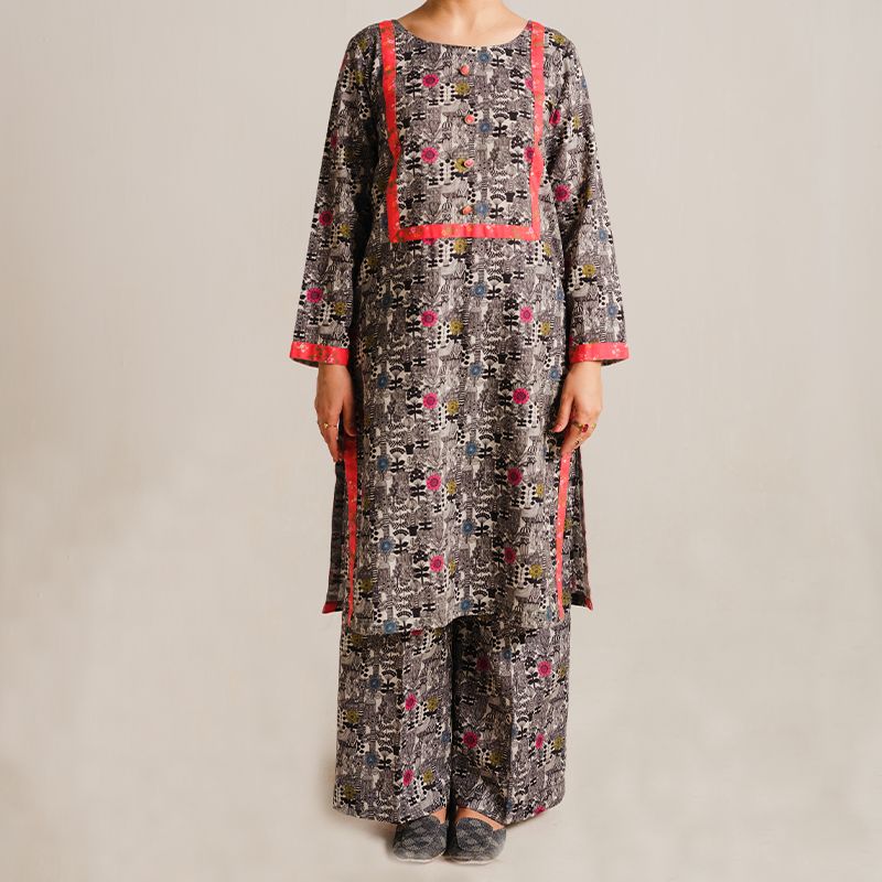 2 Piece Digital Print Kurti Salwar Set - Pure Cotton Collection Stylish Light Weight Cotton Fabric Suit Top Bottom Salwar Kameez Indian Pakistani Printed Suit For Casual Outdoor Dress - Multicolor - Shop N Save