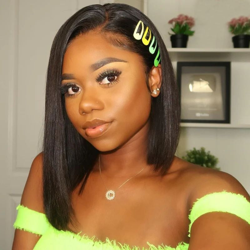 Medium-Parted Short Hair Bobo Head Wigs